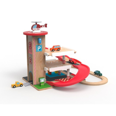 2Kids Toys Dřevěná garáž s vláčkodráhou ~ 2