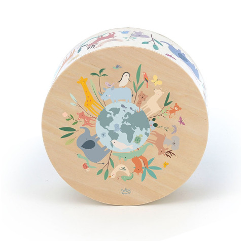 Vilac Dřevěný cajón bubínek Zvířata světa ~ 4