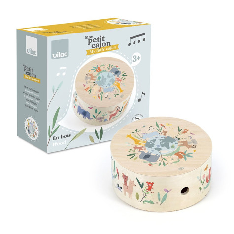Vilac Dřevěný cajón bubínek Zvířata světa ~ 5