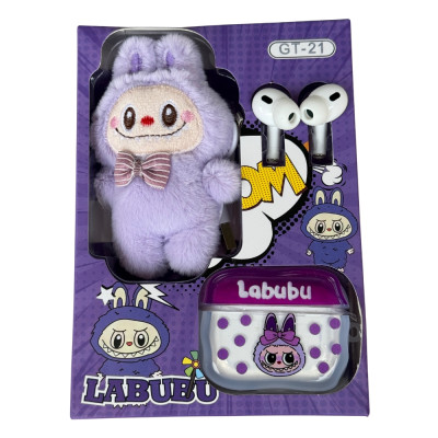 Bezdrátová sluchátka Labubu plyšový fialový