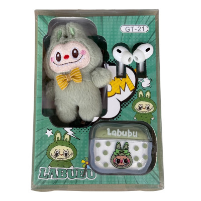 Bezdrátová sluchátka Labubu plyšový zelený