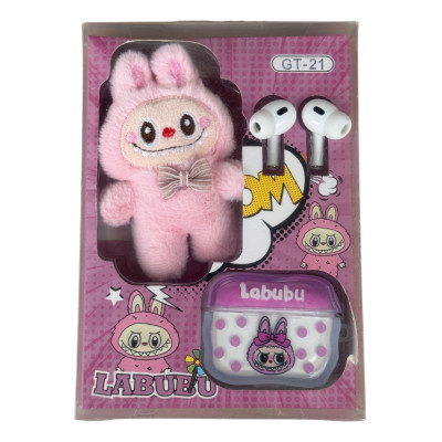 Bezdrátová sluchátka Labubu plyšový růžový