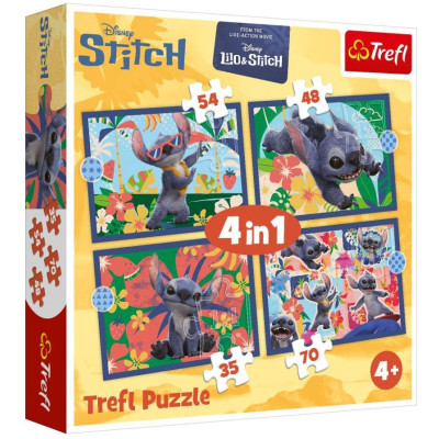 TREFL Puzzle Lilo & Stitch: Prázdniny na Havaji 4v1 (35,48,54,70 dílků)