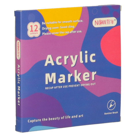 Akrylové popisovače na textil, kámen a sklo 12 ks ~ 10