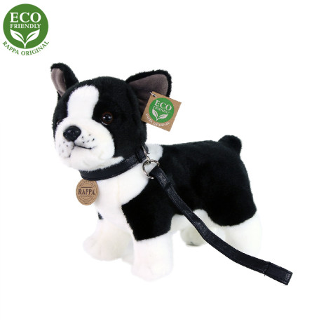 Rappa Plyšový pes francouzský buldoček s vodítkem stojící 23 cm ECO-FRIENDLY ~ 1