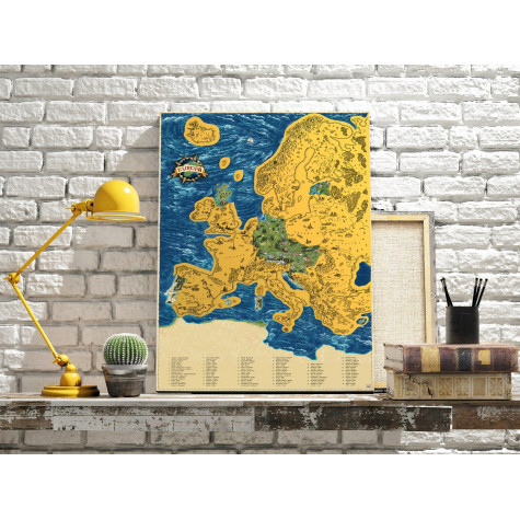 Stírací mapa Evropy DELUXE XL - zlatá