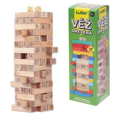 Wiky Věž dřevěná Jenga s čísly 54 dílků