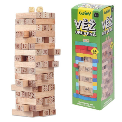 Wiky Věž dřevěná Jenga s čísly 54 dílků ~ 1