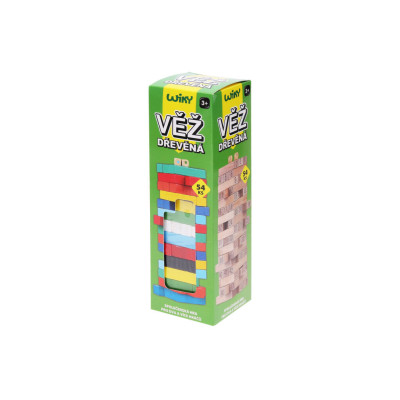 Wiky Jenga Věž dřevěná barevná 54 dílků