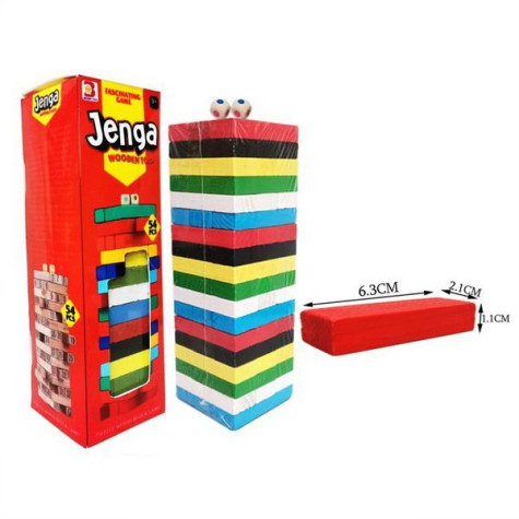 Wiky Jenga Věž dřevěná barevná 54 dílků ~ 2