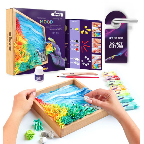 OKTO SENSORY ART 3D Výtvarná modelovací sada DIY s dřevěným rámem - Oceán ~ 1