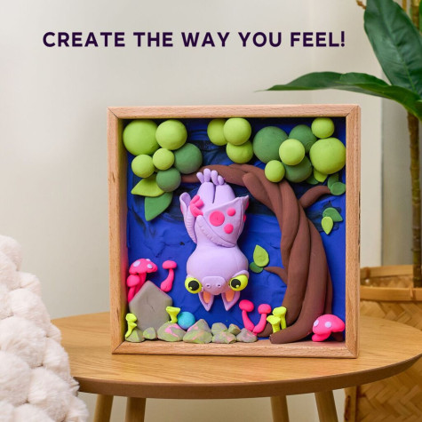 OKTO SENSORY ART 3D Výtvarná modelovací sada DIY s dřevěným rámem - Netopýr ~ 5