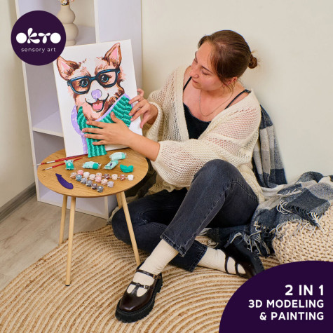 OKTO SENSORY ART výtvarná sada s malováním 30x40 cm - Corgi ~ 5