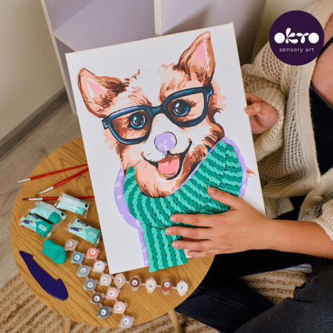 OKTO SENSORY ART výtvarná sada s malováním 30x40 cm - Corgi ~ 7