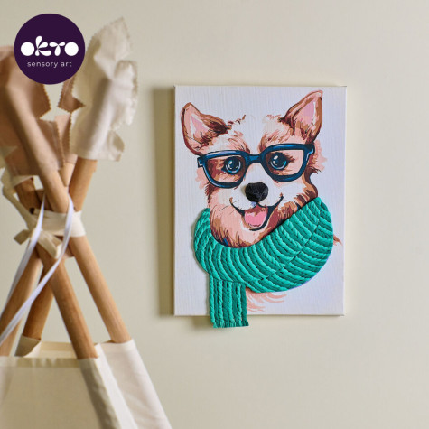 OKTO SENSORY ART výtvarná sada s malováním 30x40 cm - Corgi ~ 8