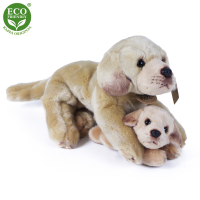 Rappa Plyšový labrador s miminkem ležící 25 cm ECO-FRIENDLY