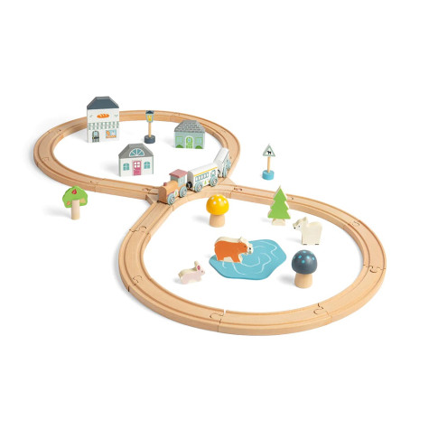Bigjigs Toys Dřevěná vláčkodráha u lesa ~ 1