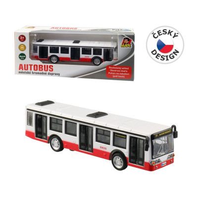 MaDe Autobus kovový na zpětný chod 16cm