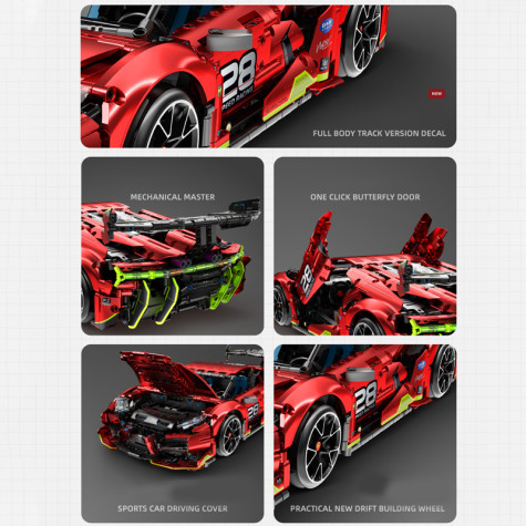 iM.Master Stavebnice Závodní super drift auto RC červené 1835 dílků ~ 6