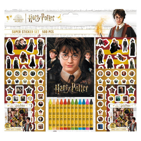 Samolepkový set 500ks Harry Potter s blokem a voskovkami 12ks ~ 1