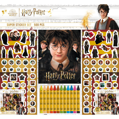 Samolepkový set 500ks Harry Potter s blokem a voskovkami 12ks ~ 2