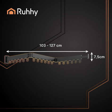 Výsuvný nástěnný věšák černý Ruhhy 26342 ~ 5