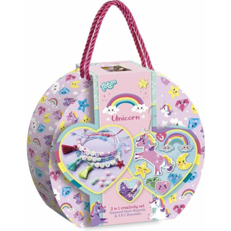 TOTUM Kreativní sada 2v1 Unicorn diamantové malování, výroba náramků ~ 1