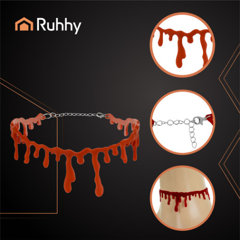 Halloweenský náhrdelník ve tvaru kapající krve Ruhhy 26143 ~ 2