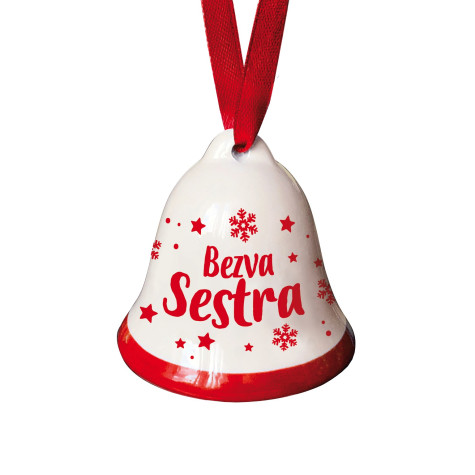 Nekupto Vánoční zvonek s potiskem - Bezva sestra ~ 1