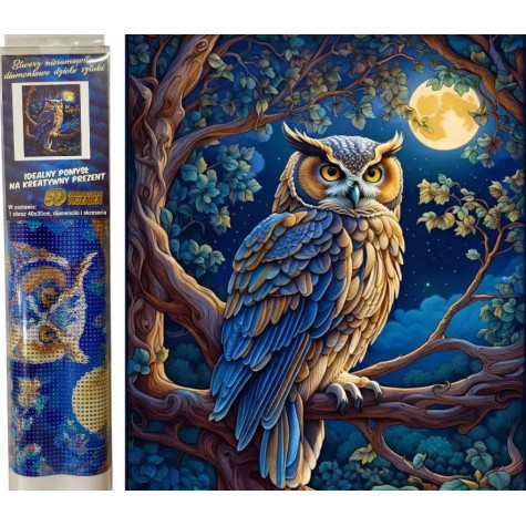 Norimpex Diamantový obrázek malování 30x40cm - Sova na stromě v noci ~ 1