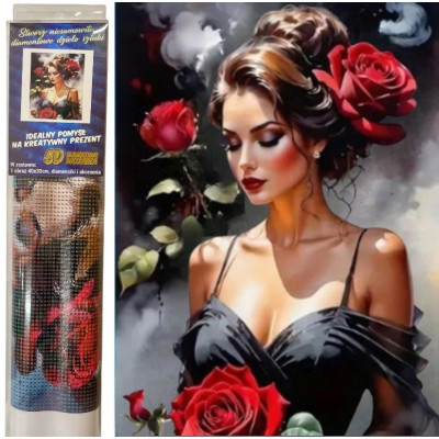 Norimpex Diamantový obrázek malování 30x40cm - Dáma s růžemi