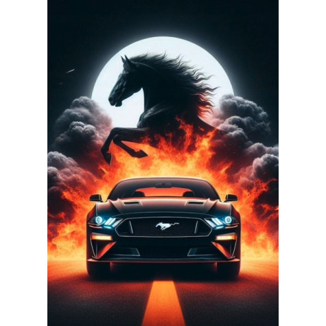 Norimpex Diamantový obrázek malování 30x40cm - Černé auto Mustang ~ 2