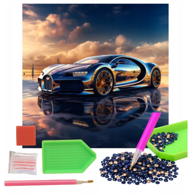 Norimpex Diamantový obrázek malování 30x40cm - Bugatti Chiron za soumraku