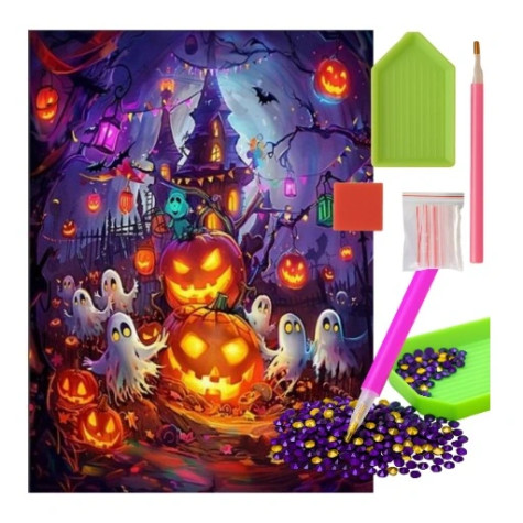 Norimpex Diamantový obrázek malování 30x40cm - Halloweenský zámek ~ 1