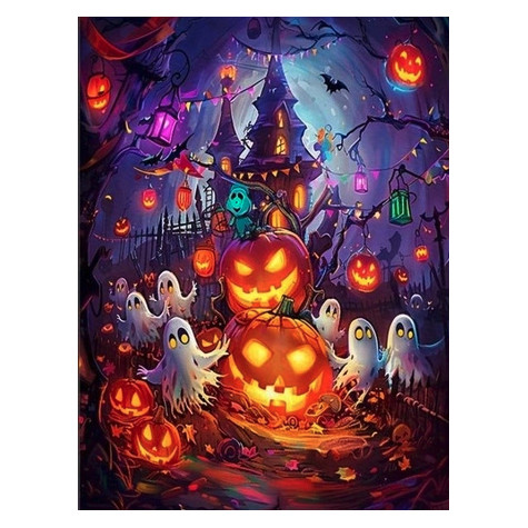 Norimpex Diamantový obrázek malování 30x40cm - Halloweenský zámek ~ 2