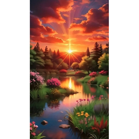 Norimpex Diamantový obrázek malování 30x40cm - Krajina se západem slunce ~ 2