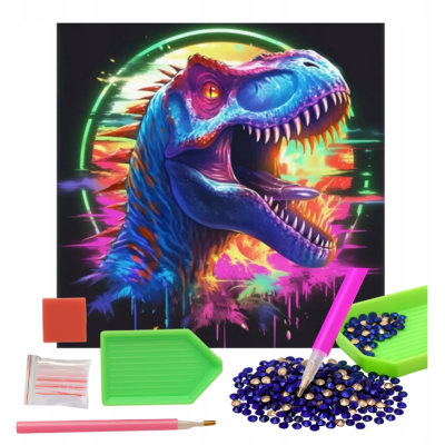 Norimpex Diamantový obrázek malování 30x40cm - Neonový dinosaurus T-Rex
