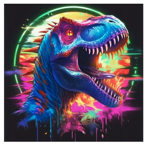 Norimpex Diamantový obrázek malování 30x40cm - Neonový dinosaurus T-Rex ~ 2