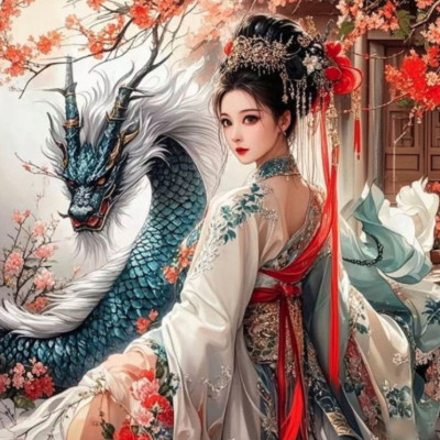 Norimpex Diamantový obrázek malování 30x40cm - Japonská dívka s drakem