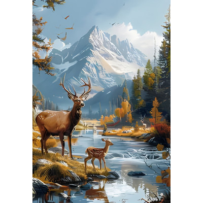 Norimpex Diamantový obrázek malování 30x40cm - Jelen v horách