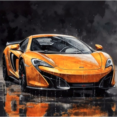 Norimpex Diamantový obrázek malování 30x40cm - Sportovní žluté auto v dešti