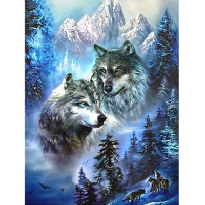 Norimpex Diamantový obrázek malování 30x40cm - Vlci v horách