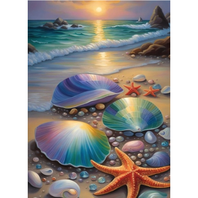 Norimpex Diamantový obrázek malování 30x40cm - Škeble a hvězdice