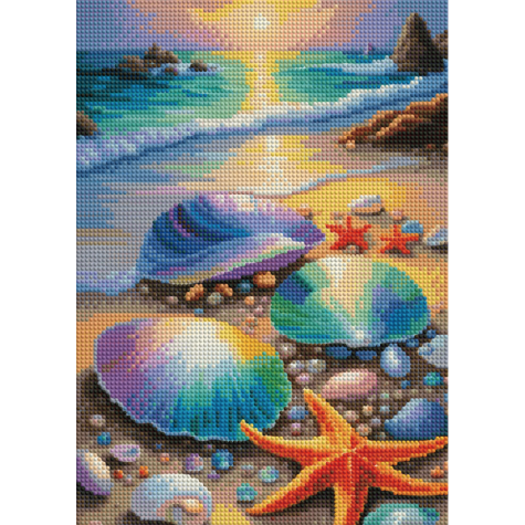 Norimpex Diamantový obrázek malování 30x40cm - Škeble a hvězdice ~ 2