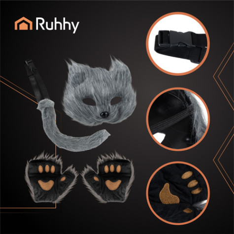 Kostým kočka 4 ks šedý Ruhhy 26247 ~ 4