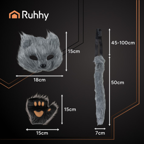 Kostým kočka 4 ks šedý Ruhhy 26247 ~ 5