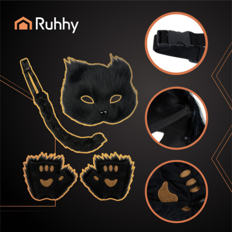 Kostým kočka 4 ks černý Ruhhy 26248 ~ 3