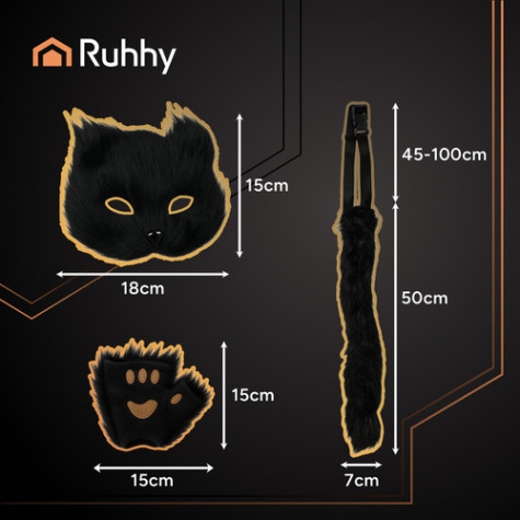 Kostým kočka 4 ks černý Ruhhy 26248 ~ 5