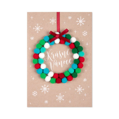 Albi 3D vánoční přání - Věnec z bambulek