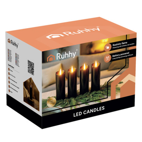 LED svíčky 15cm černé 12 ks Ruhhy 26382 ~ 5